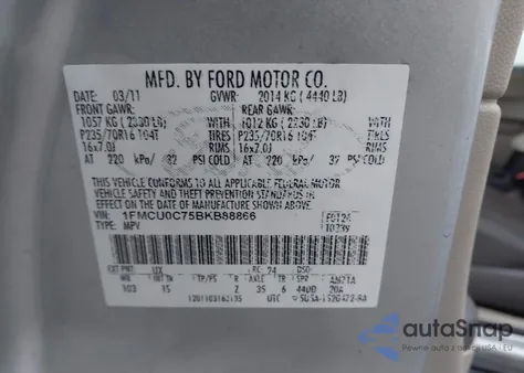 2011 Ford Escape Xls from USA, damaged, VIN 1FMCU0C75BKB88866